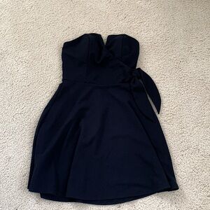 Francesca’s Black A-line Mini Dress with Bow Detail